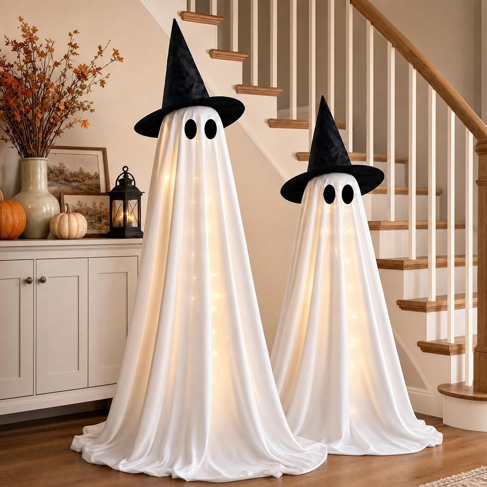 Yumiio Light Up Ghosts with Adjustable Stands — 2 Pack