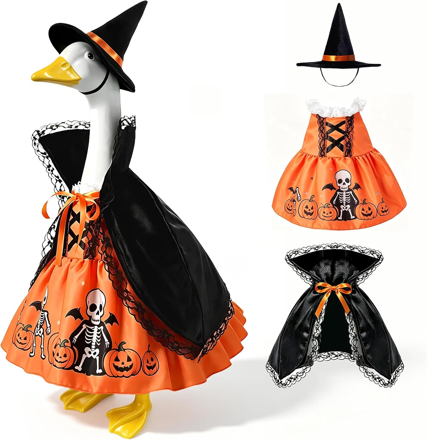 Goose Wardrobe Goose Halloween Costume — Witch Hat, Cape & Skeleton Dress