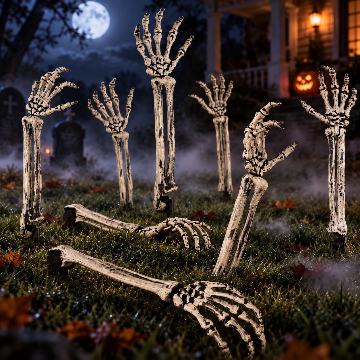 Skeleton Arms & Hands Yard Stakes — 8 Pcs
