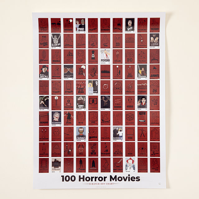 Uncommon Goods 100 Horror Movies Scratch Off Chart