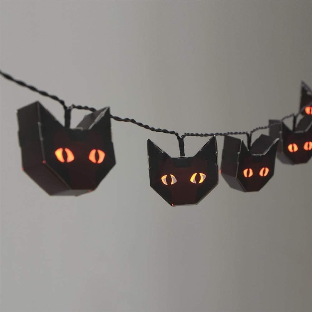 TWINKVILLA Black Cat Paper Lantern String Lights — 15 LEDs, 11.3 Ft