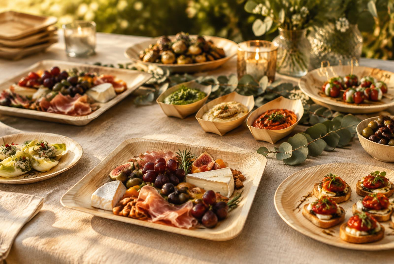 DTOCS palm-leaf tableware styled at a garden party