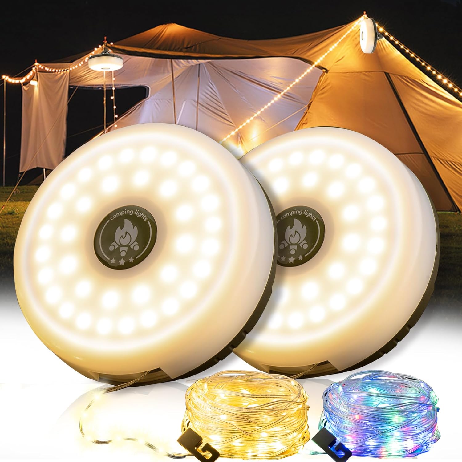 Sutaig 2-Pack Rechargeable Camping String Lights