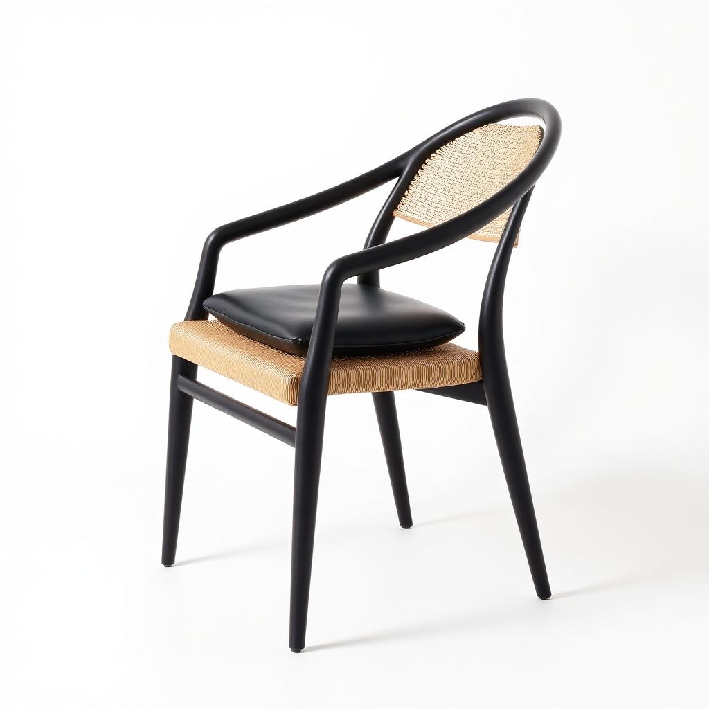 Tomile Wishbone Chair (Black Frame, Natural Cord Seat)